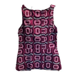Club Monaco Sleeveless Fuchsia/Navy Cotton Top